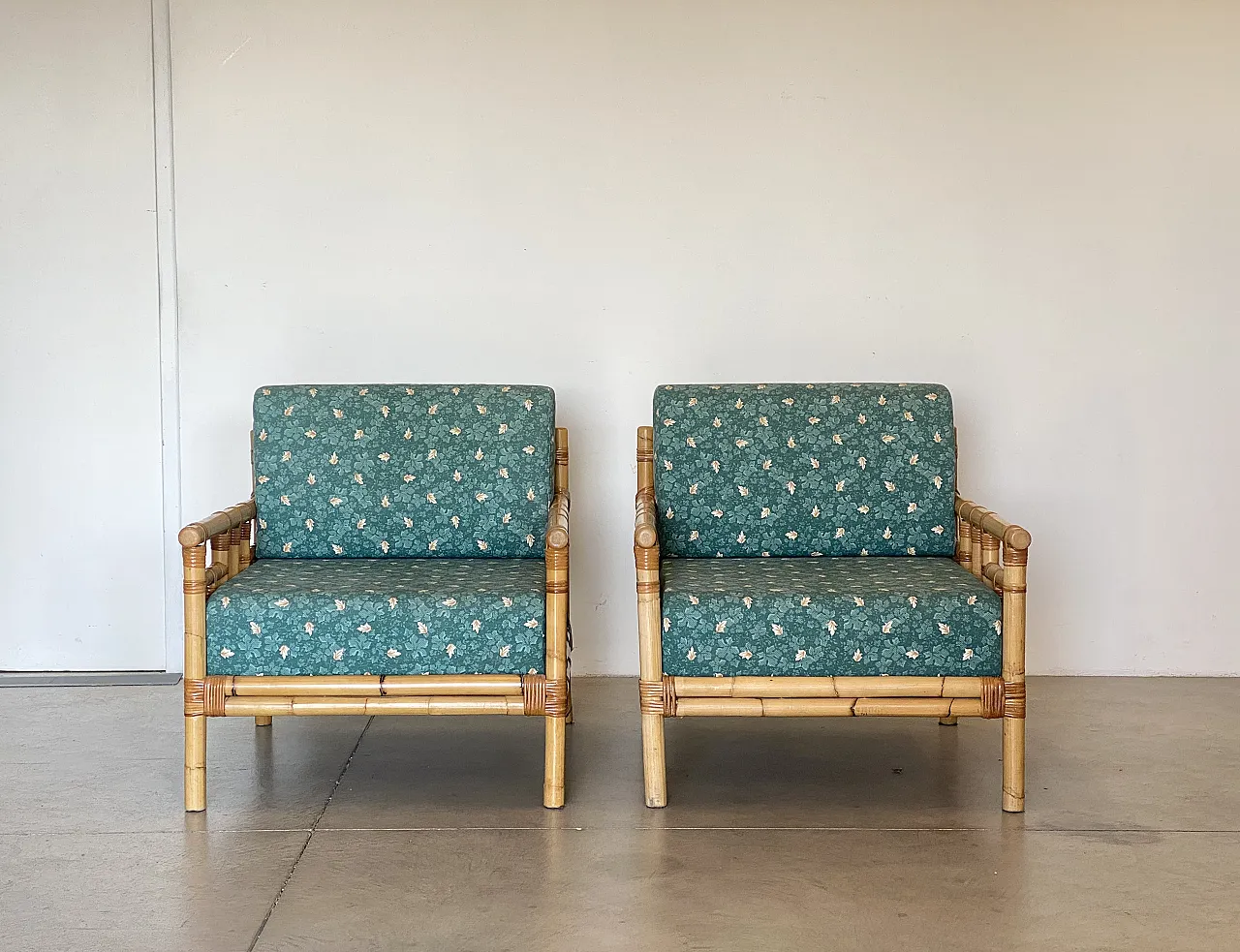 Pair of bamboo armchairs Vivai del Sud, 70s 3