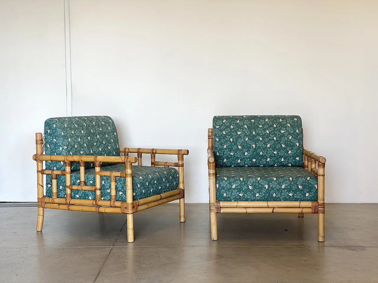 Pair of bamboo armchairs Vivai del Sud, 70s 4