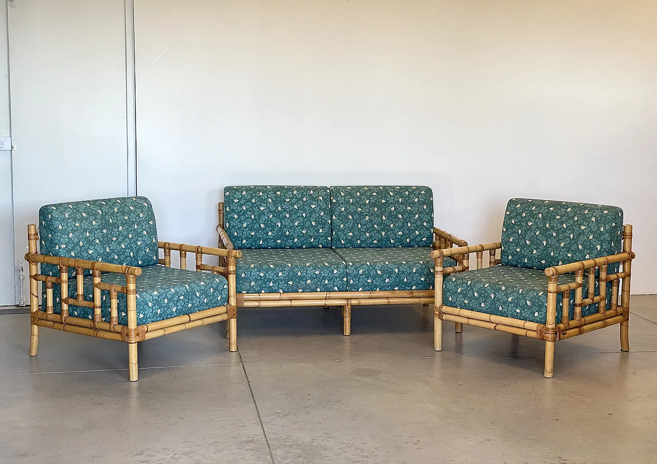 Pair of bamboo armchairs Vivai del Sud, 70s 17