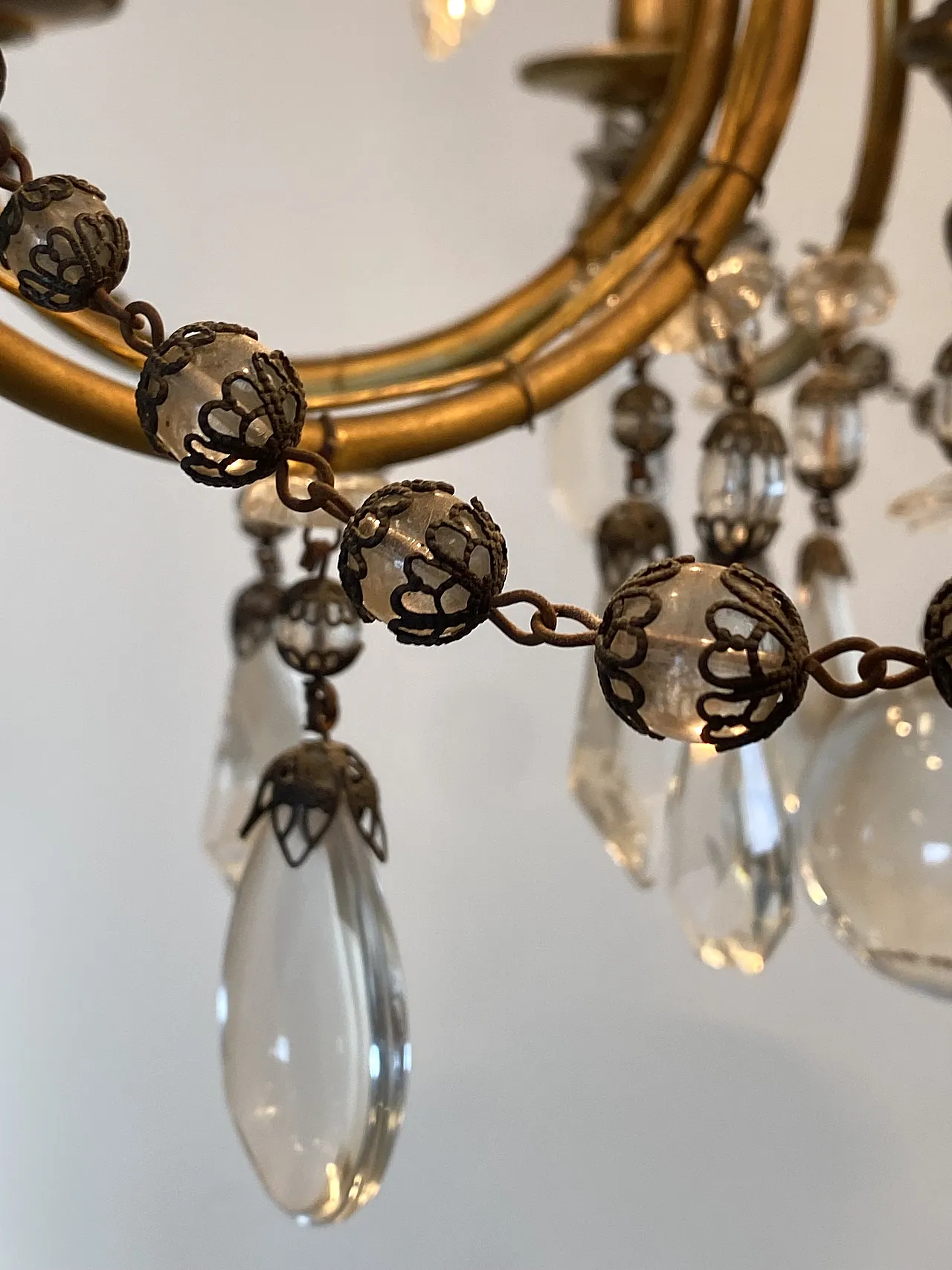 Bronze chandelier with crystals, 60s 11