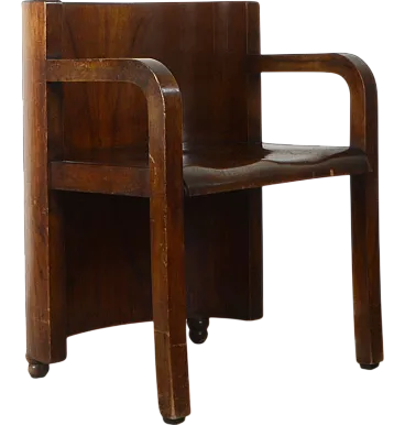 Art Decó unique wooden armchair, 1930s