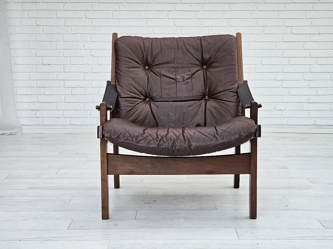 Norwegian chair by Torbjørn Afdal, "Hunter" leather, 70s 5