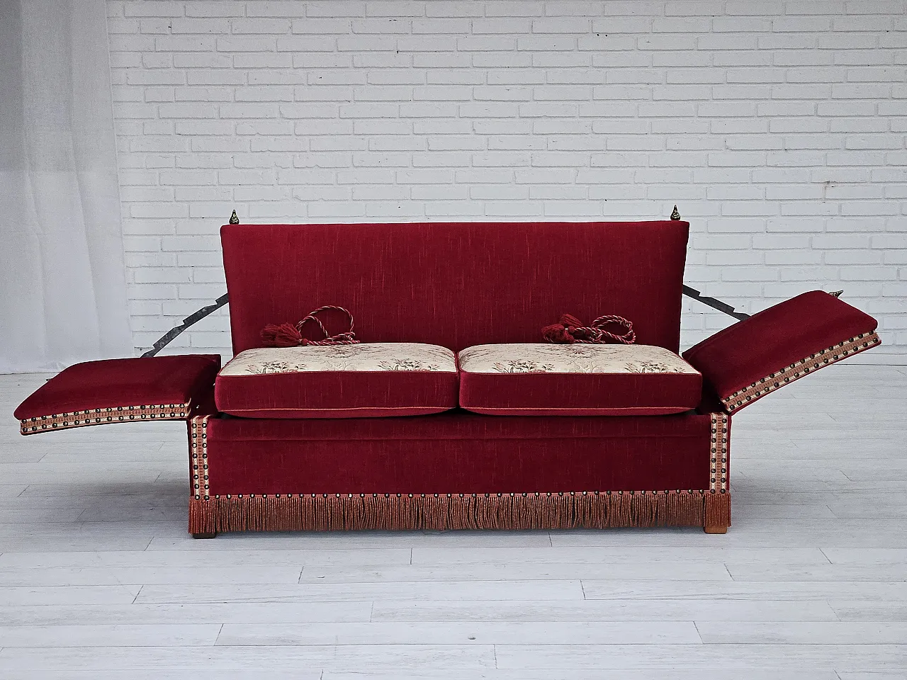 Danish "Spanish" sofa velour, 1970s, 6