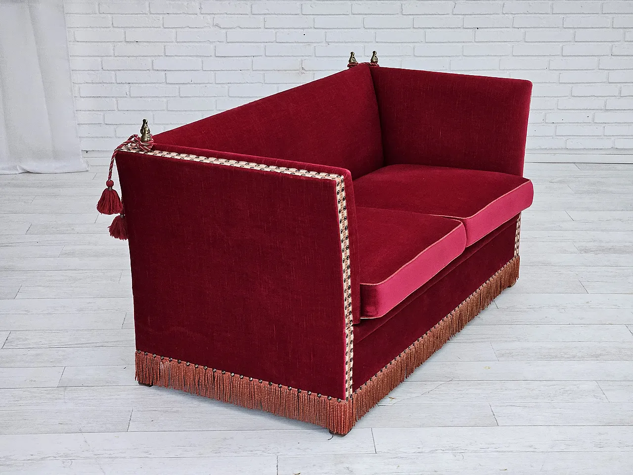 Danish "Spanish" sofa velour, 1970s, 9