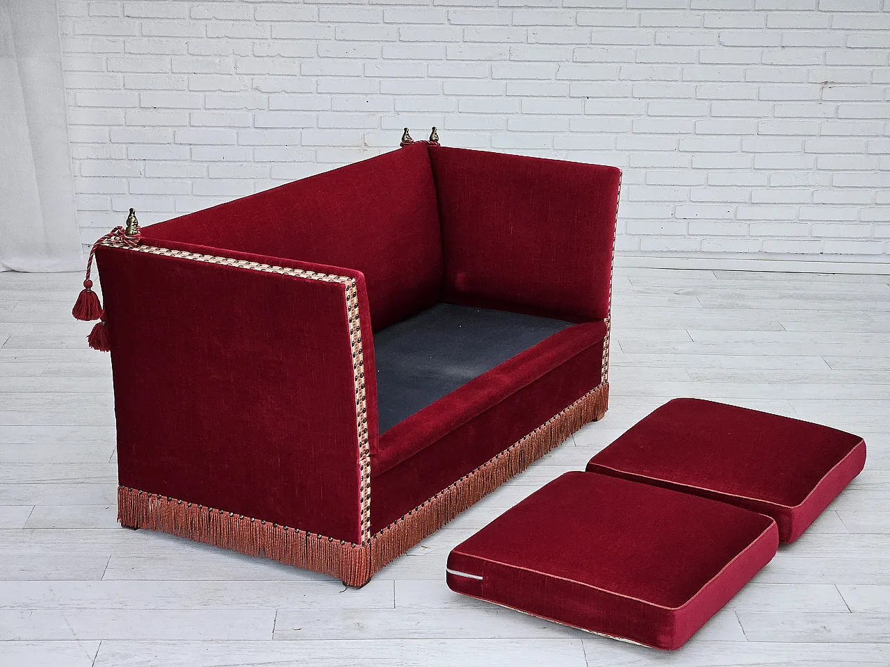 Danish "Spanish" sofa velour, 1970s, 12