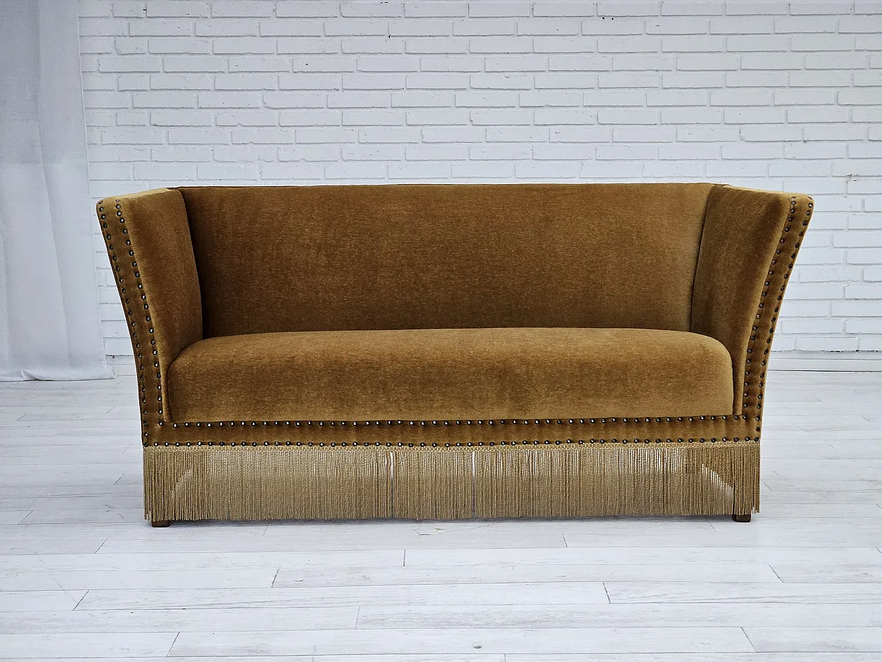 Danish 2 seater sofa velour, 1960s 1