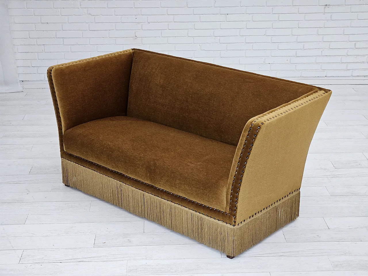 Danish 2 seater sofa velour, 1960s 14