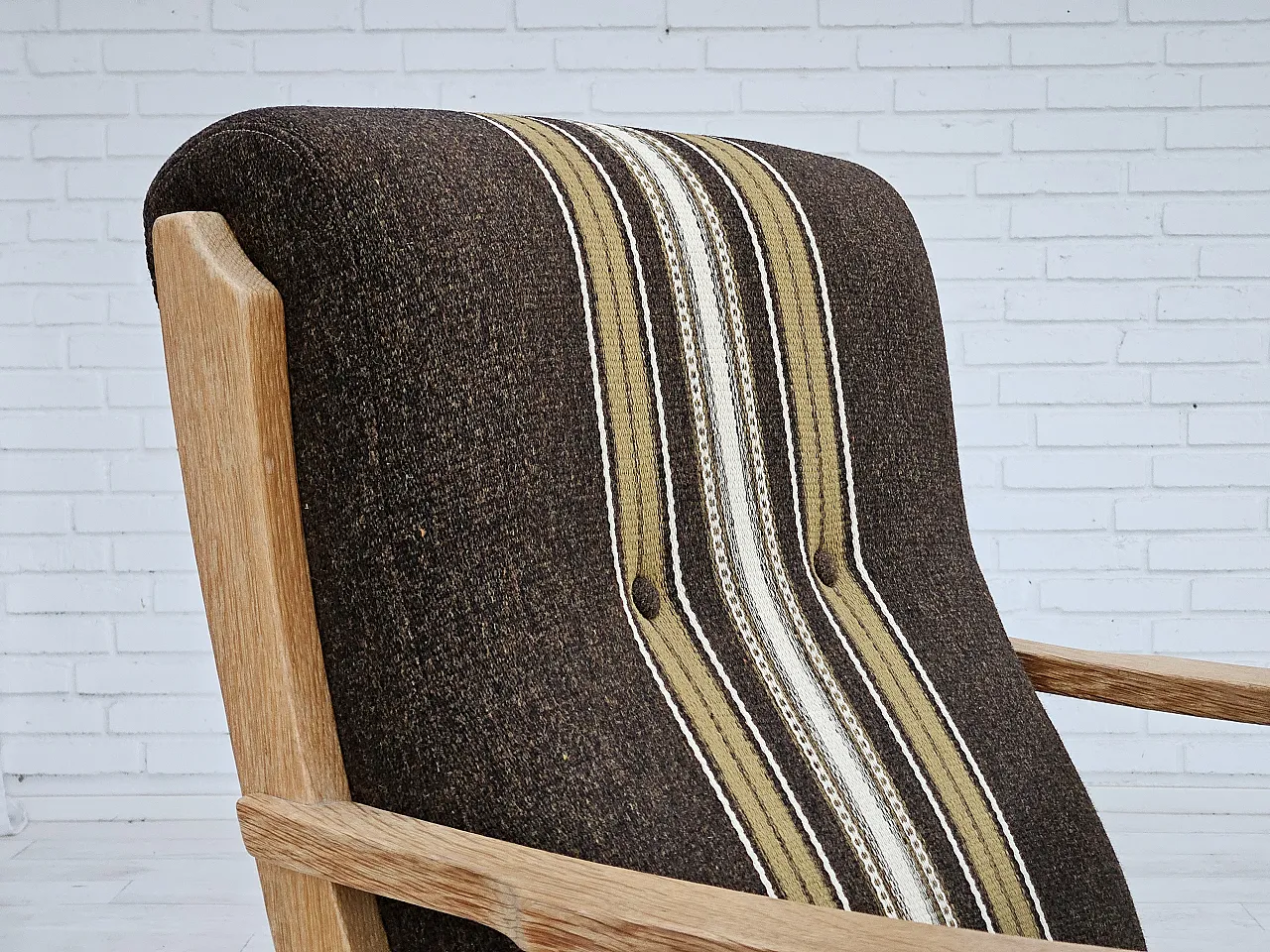 Danish armchair, wool, solid oak wood, 1970s 3