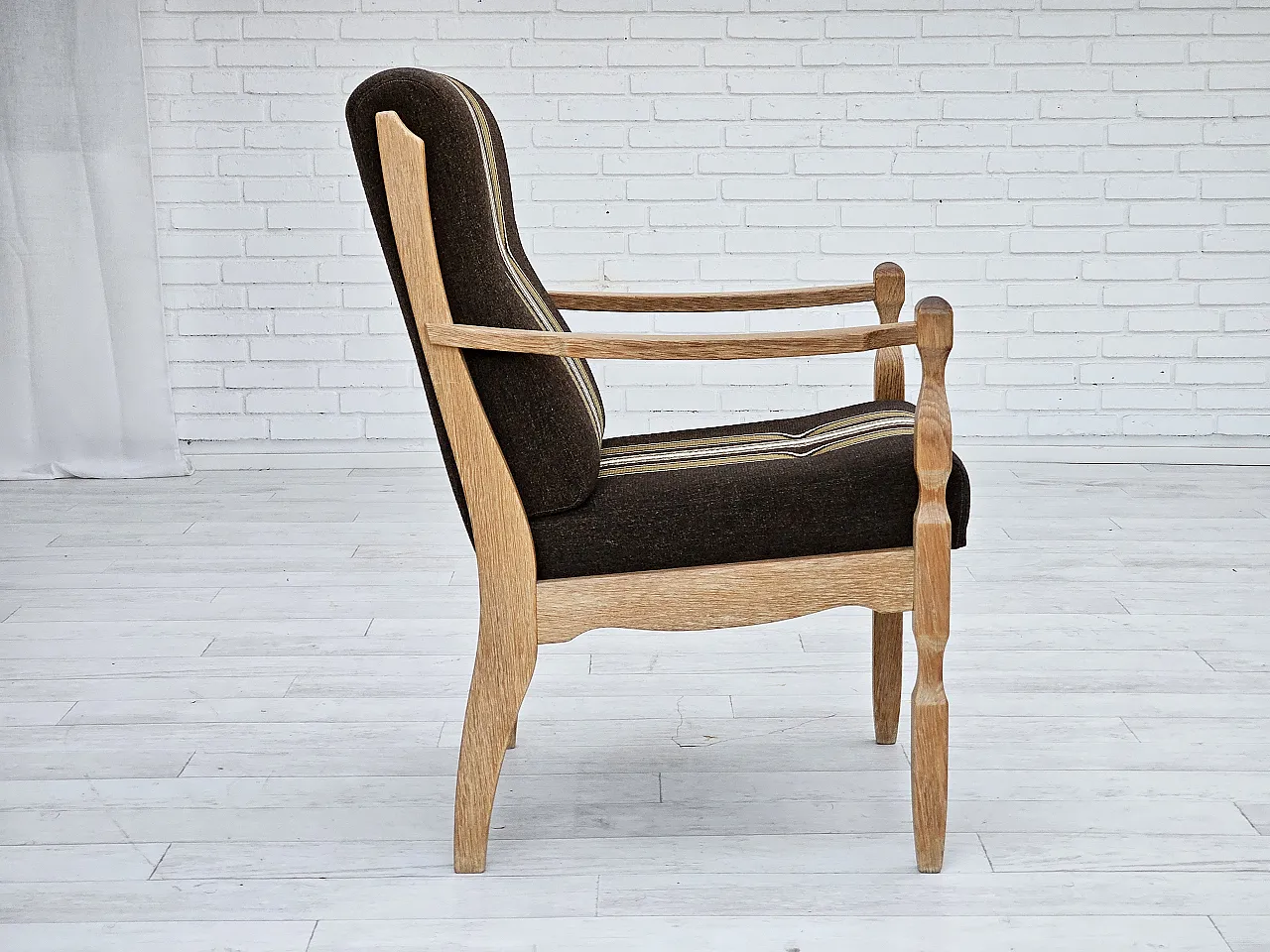 Danish armchair, wool, solid oak wood, 1970s 8