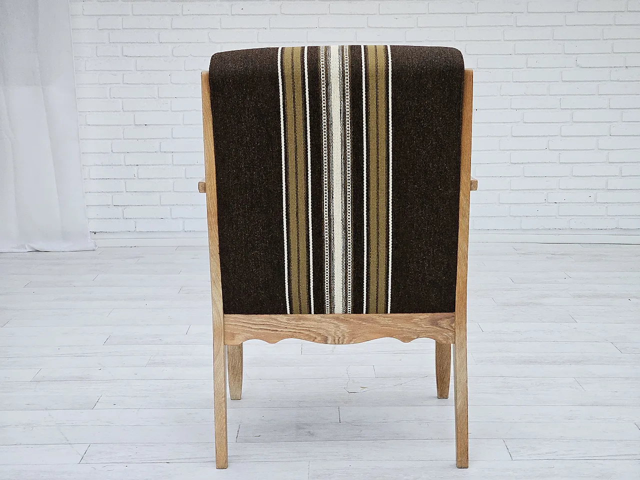 Danish armchair, wool, solid oak wood, 1970s 11