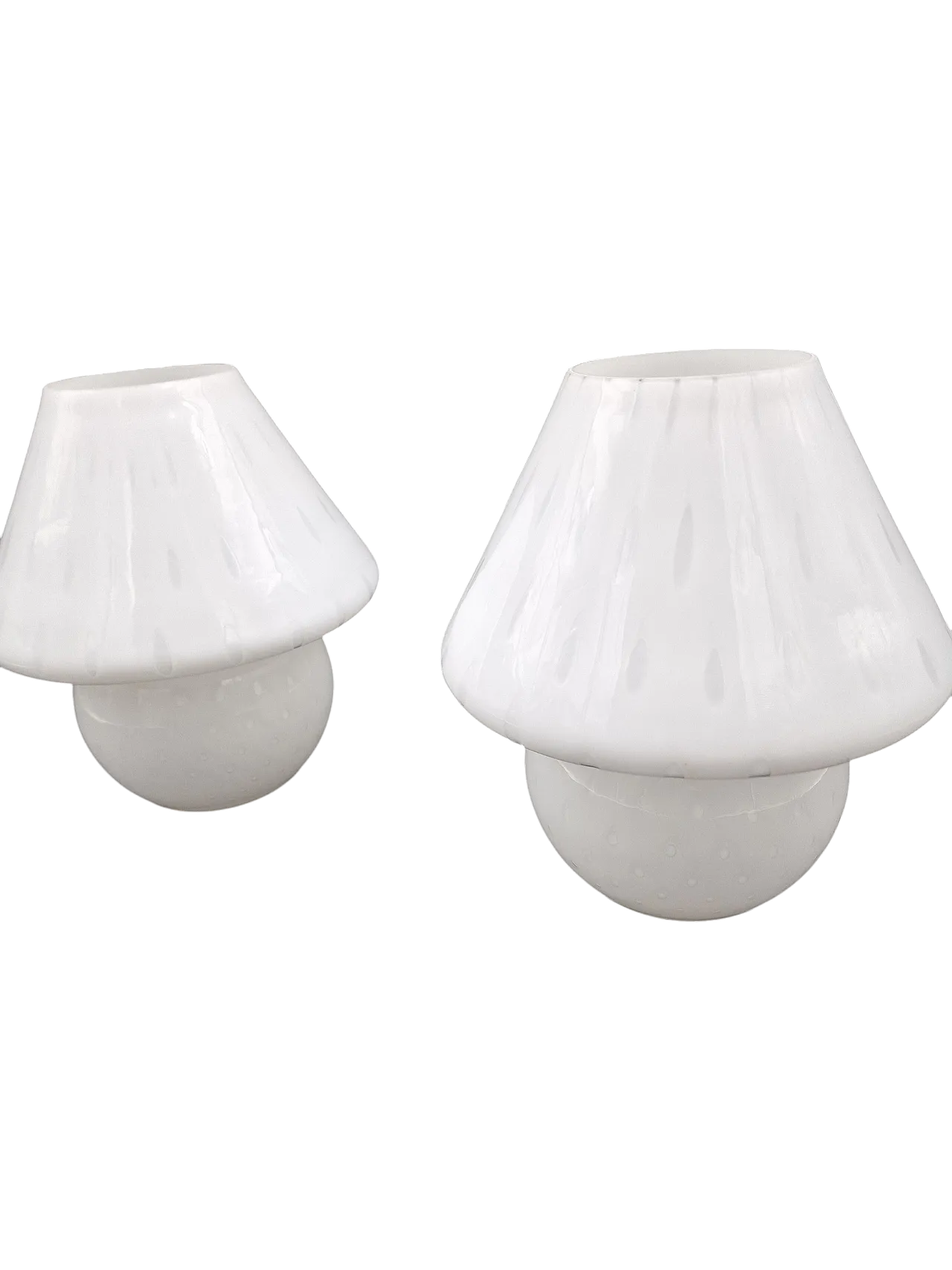 White Opaline Murano Murano Murano mushroom lamps, 80s 6