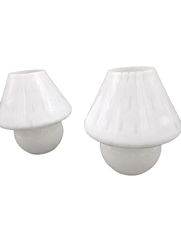 White Opaline Murano Murano Murano mushroom lamps, 80s