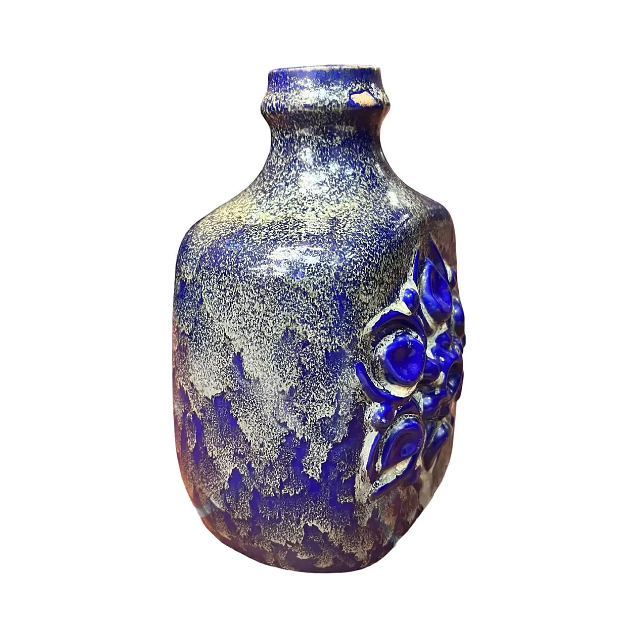 Vaso in ceramica blu cobalto, Strehla Keramik, anni '60 7