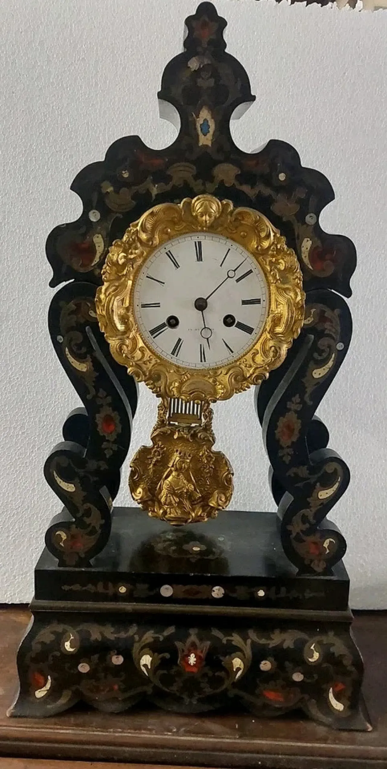 Napoleon III temple clock in wood, brass and bronze, 19th century 5