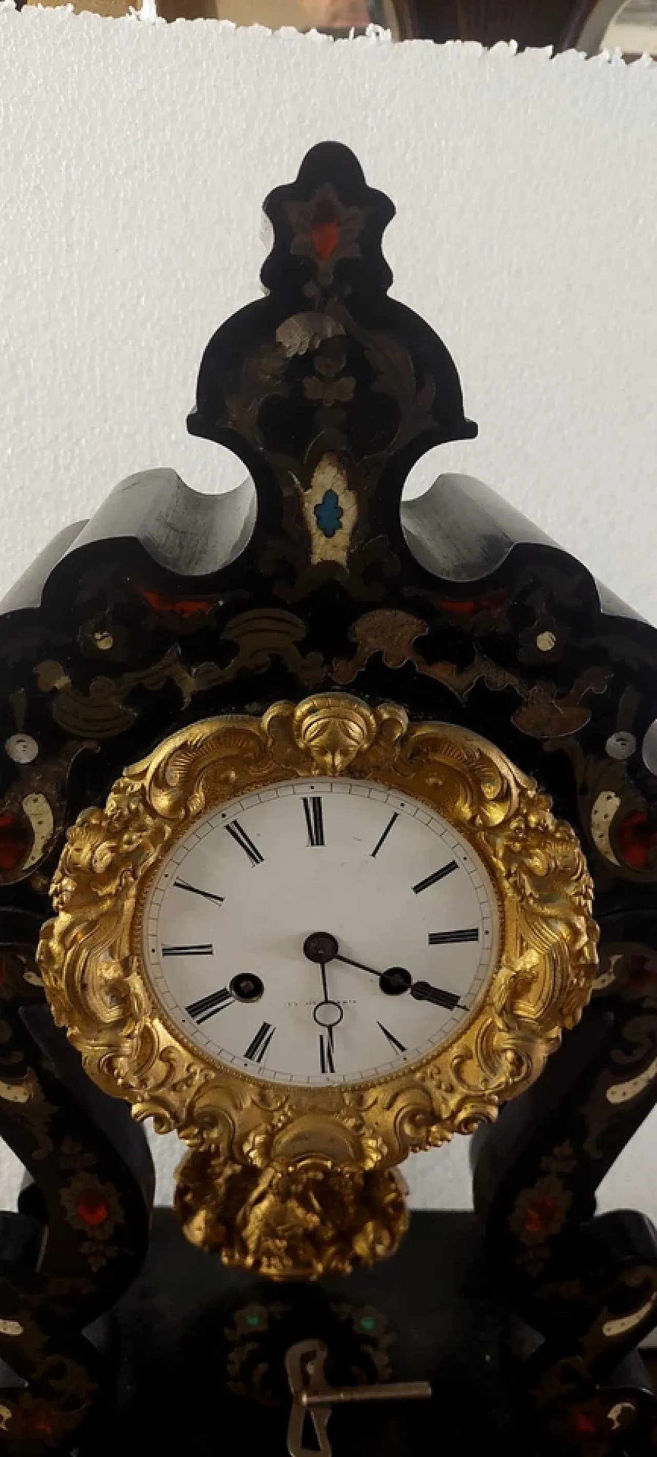 Napoleon III temple clock in wood, brass and bronze, 19th century 14