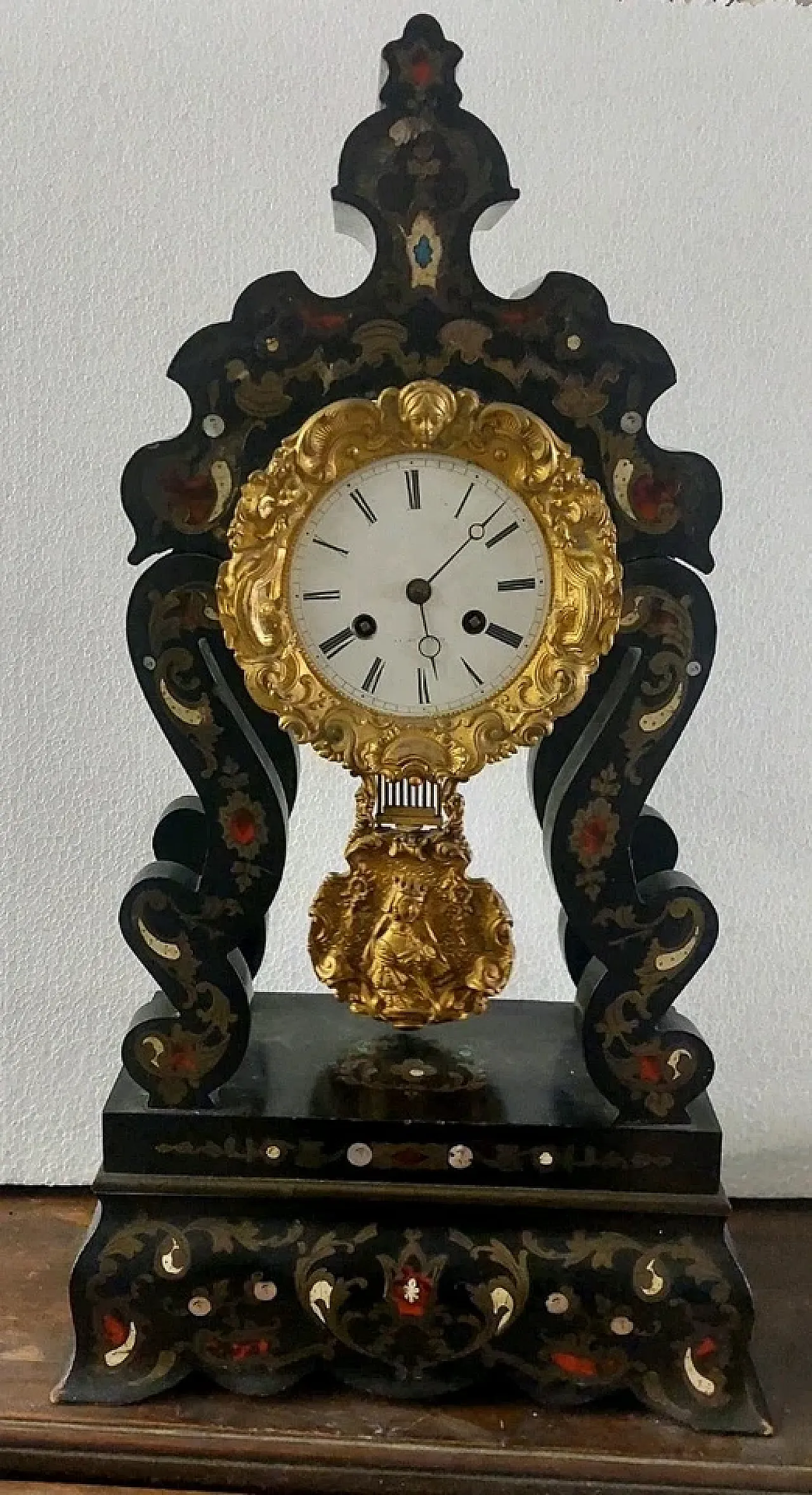 Napoleon III temple clock in wood, brass and bronze, 19th century 15