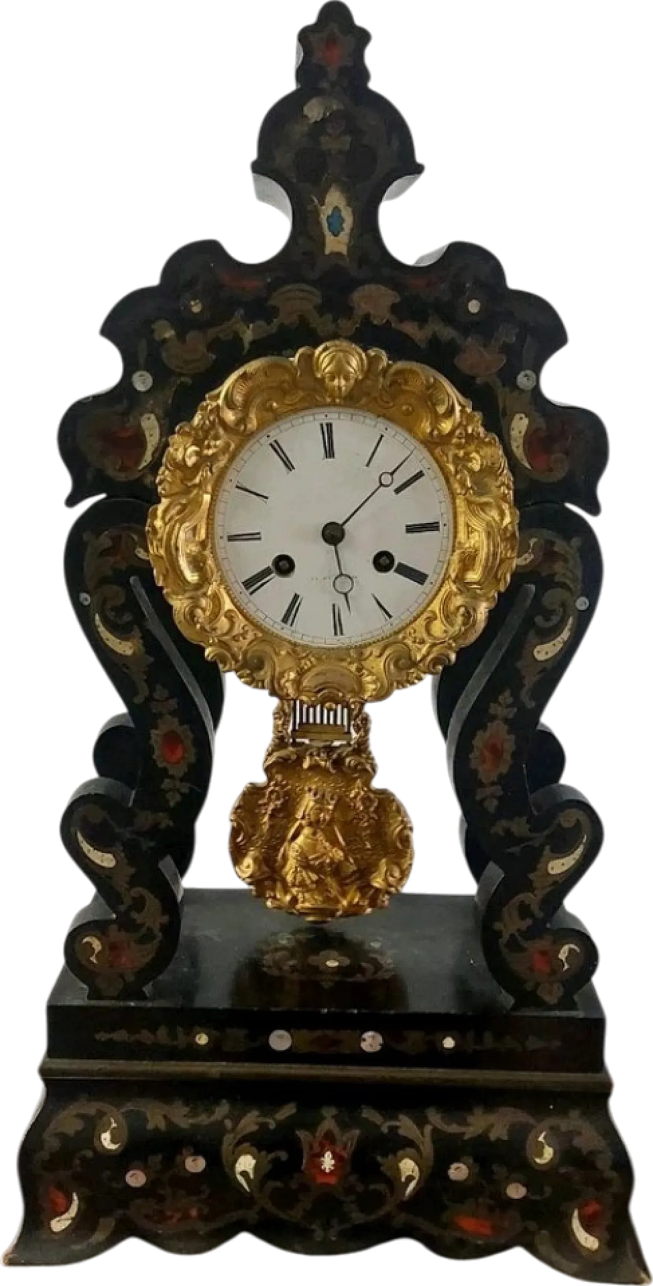 Napoleon III temple clock in wood, brass and bronze, 19th century 16