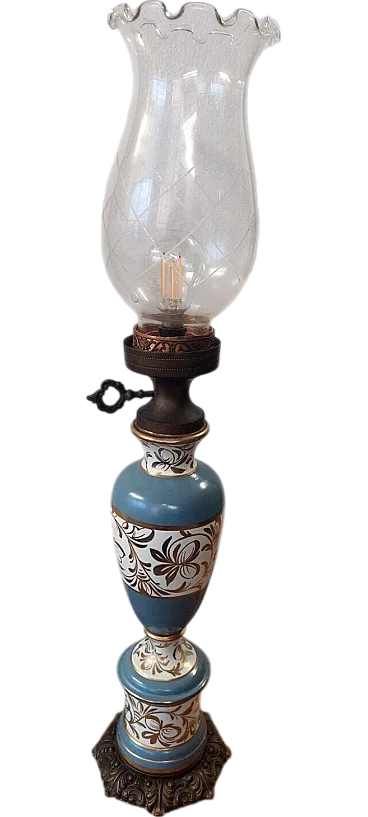 Ceramic, glass and metal lamp, early 20th century