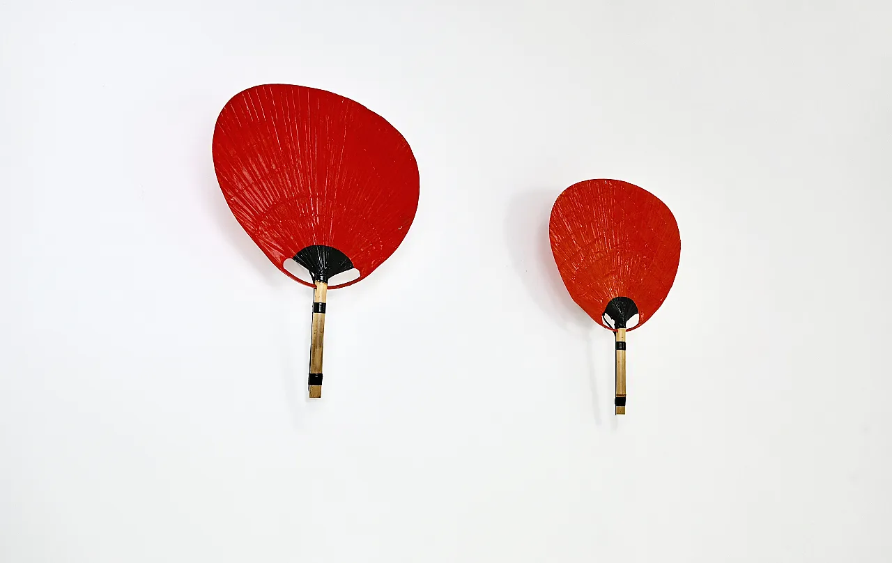 Coppia di lampade a parete "Uchiwa" di Ingo Maurer per M Design, anni '70 1