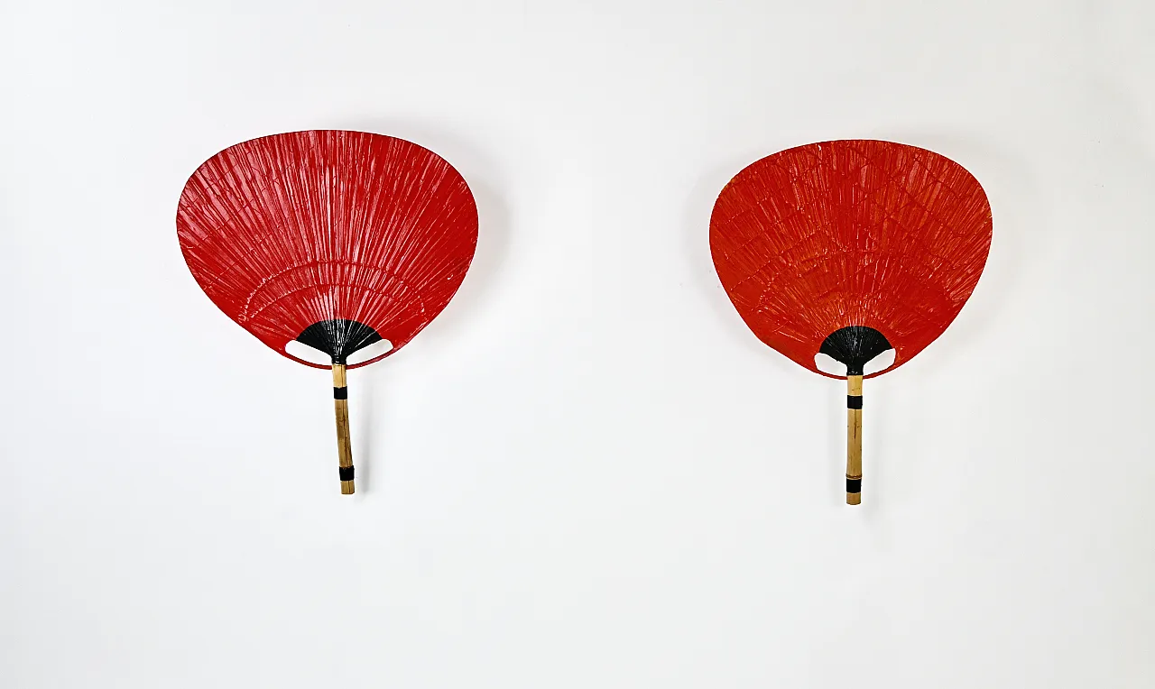 Coppia di lampade a parete "Uchiwa" di Ingo Maurer per M Design, anni '70 3