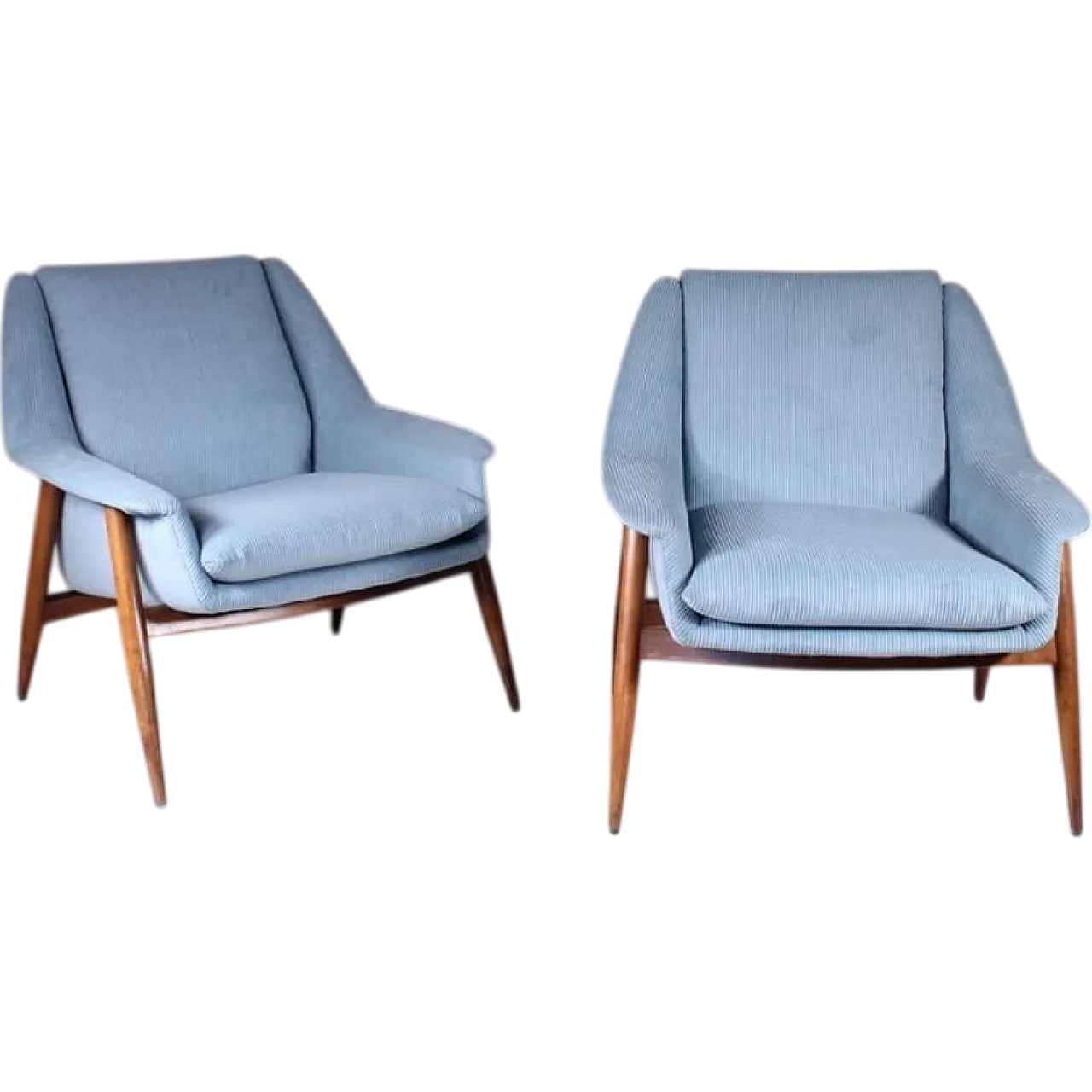 Pair of Blu Mod. 854 armchairs by Walter Knoll for Cassina, 1950s 8