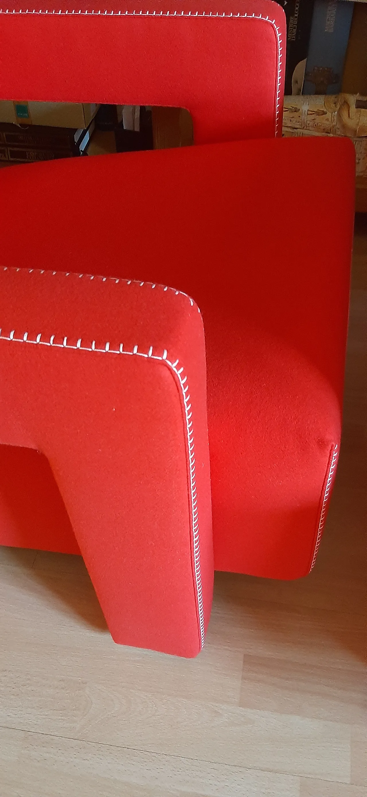 Pair of armchairs Utrecht by Cassina red wool, 2000 37