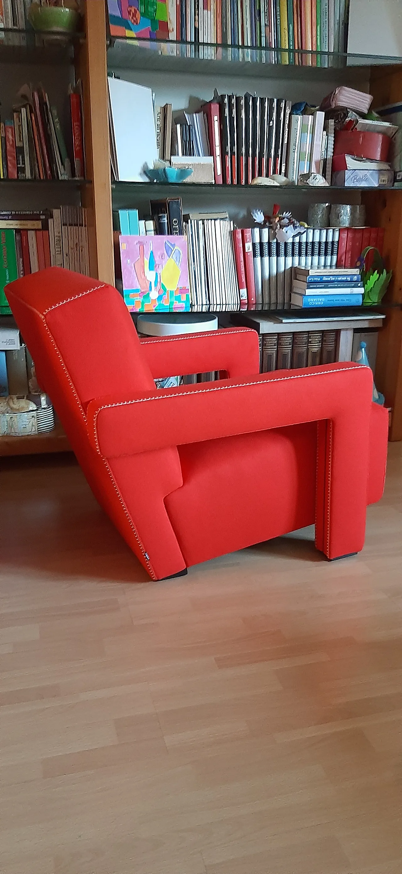 Pair of armchairs Utrecht by Cassina red wool, 2000 46