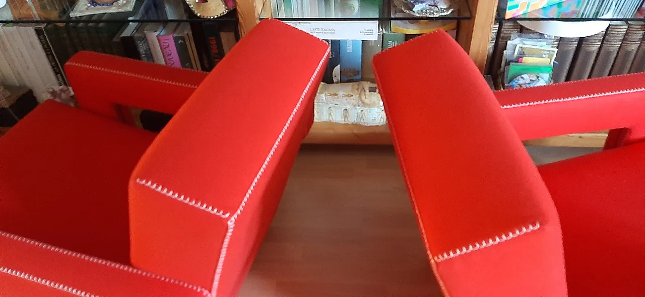 Pair of armchairs Utrecht by Cassina red wool, 2000 59