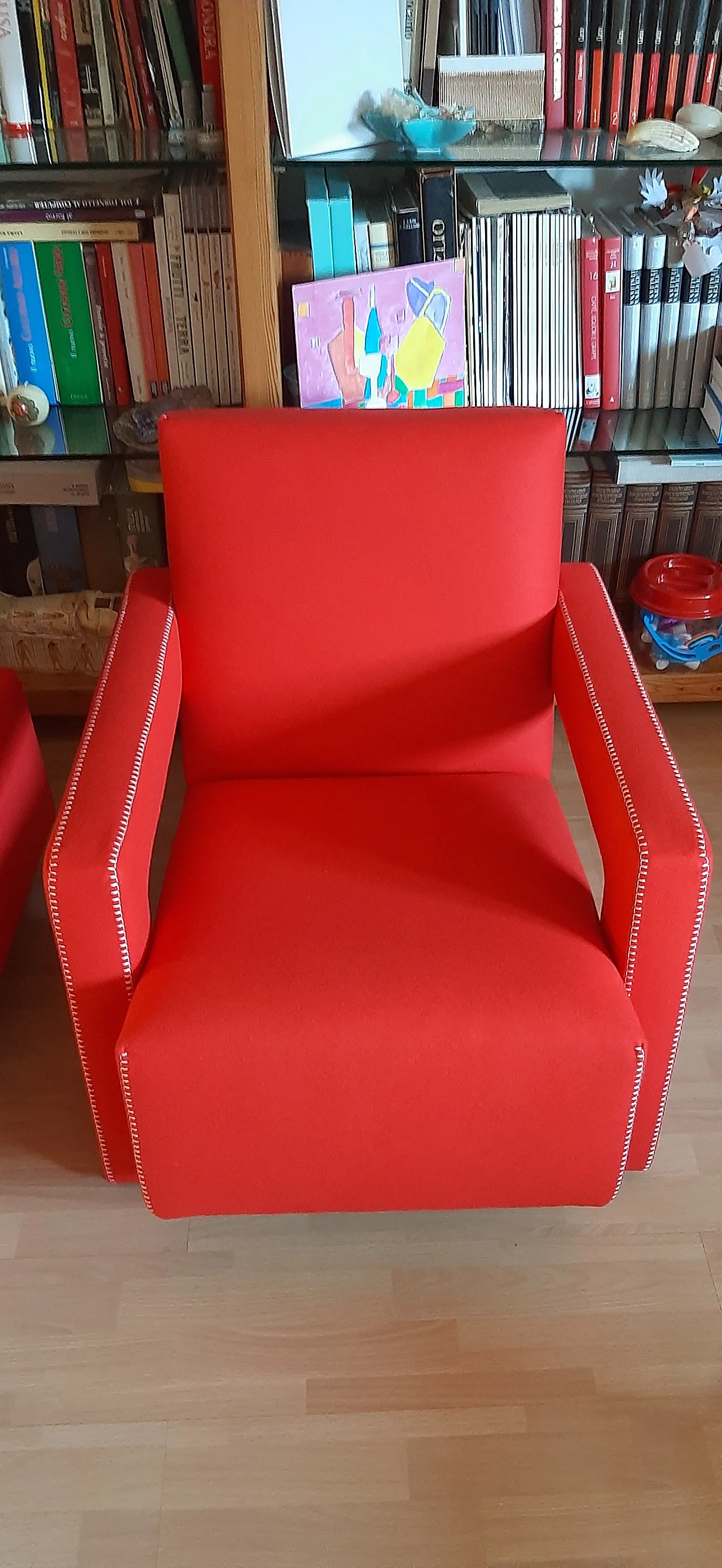 Pair of armchairs Utrecht by Cassina red wool, 2000 63