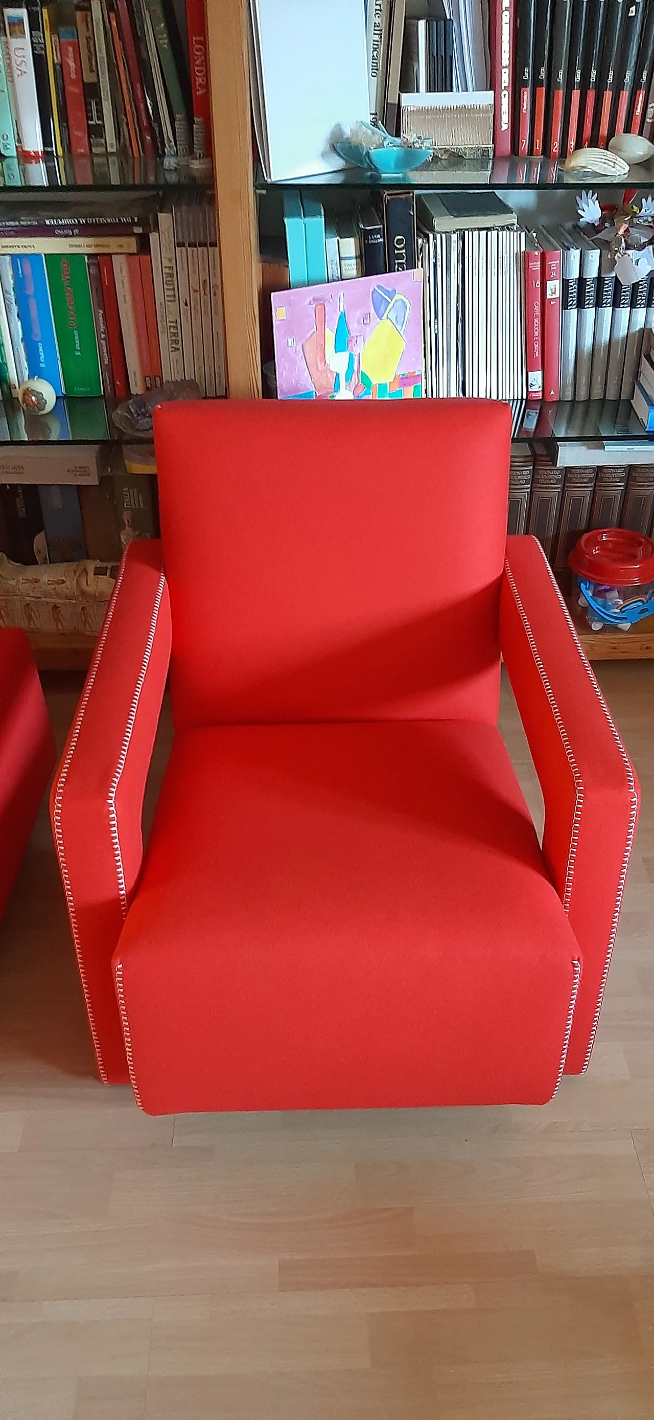 Pair of armchairs Utrecht by Cassina red wool, 2000 72