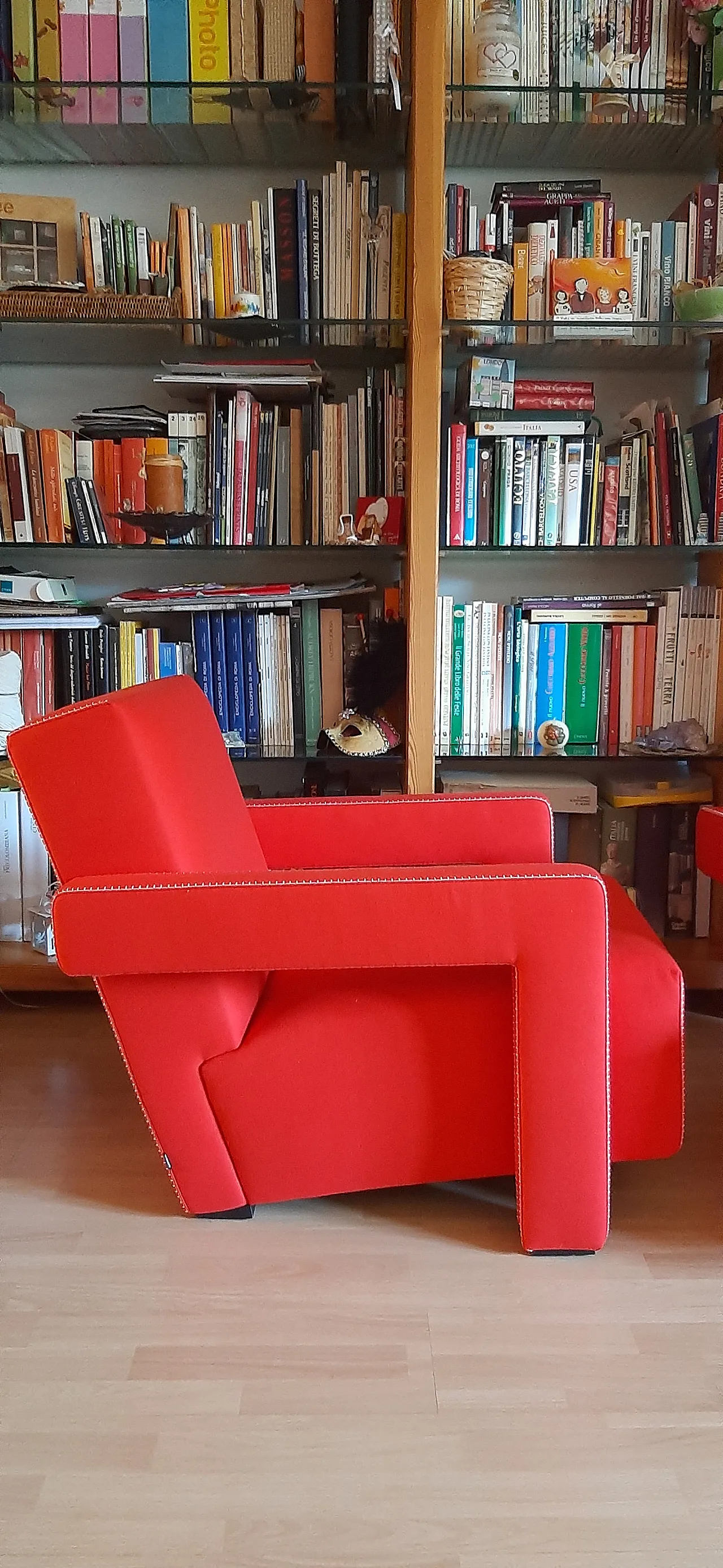 Pair of armchairs Utrecht by Cassina red wool, 2000 73