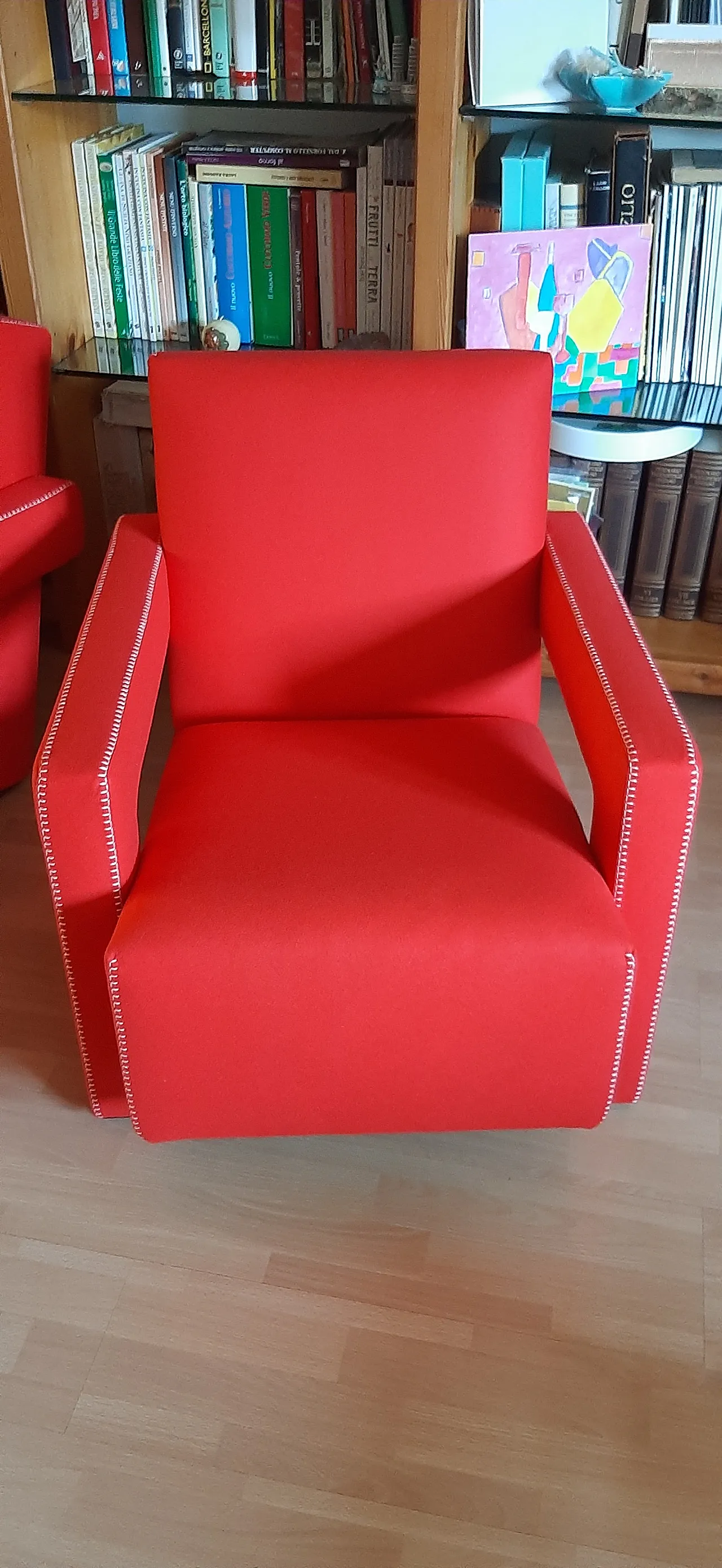 Pair of armchairs Utrecht by Cassina red wool, 2000 83