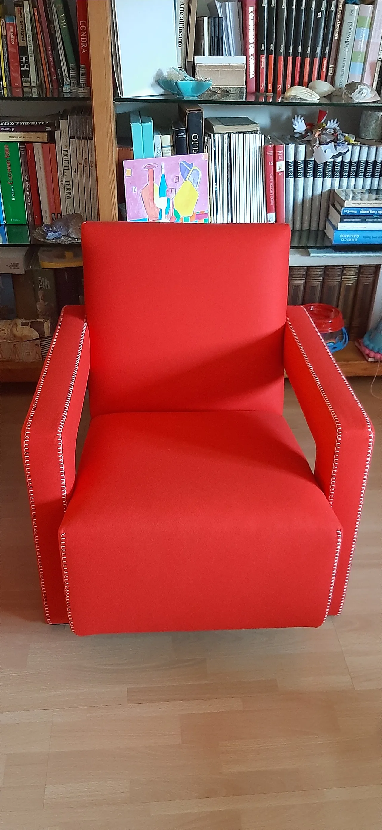 Cassina 637 Utrecht armchair in red wool, 2000 1