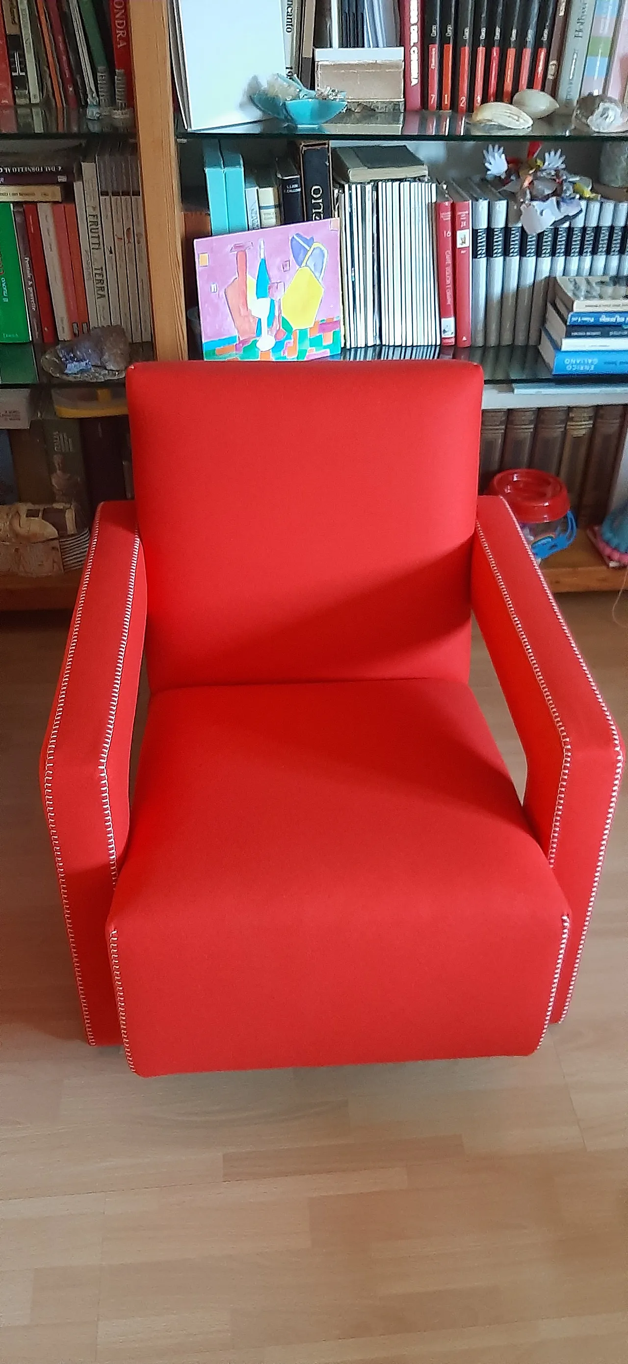 Cassina 637 Utrecht armchair in red wool, 2000 2