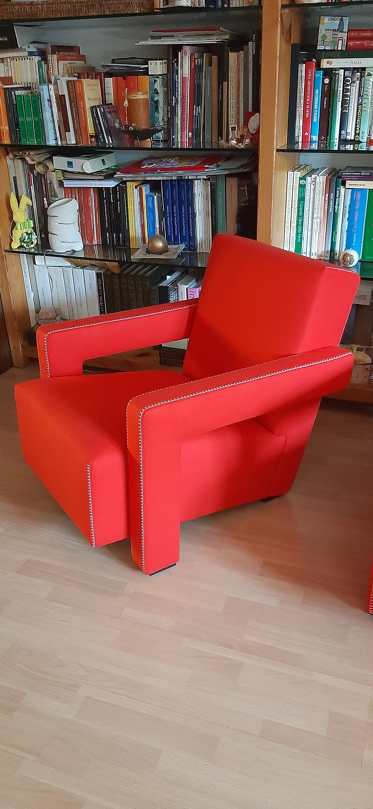 Cassina 637 Utrecht armchair in red wool, 2000 3