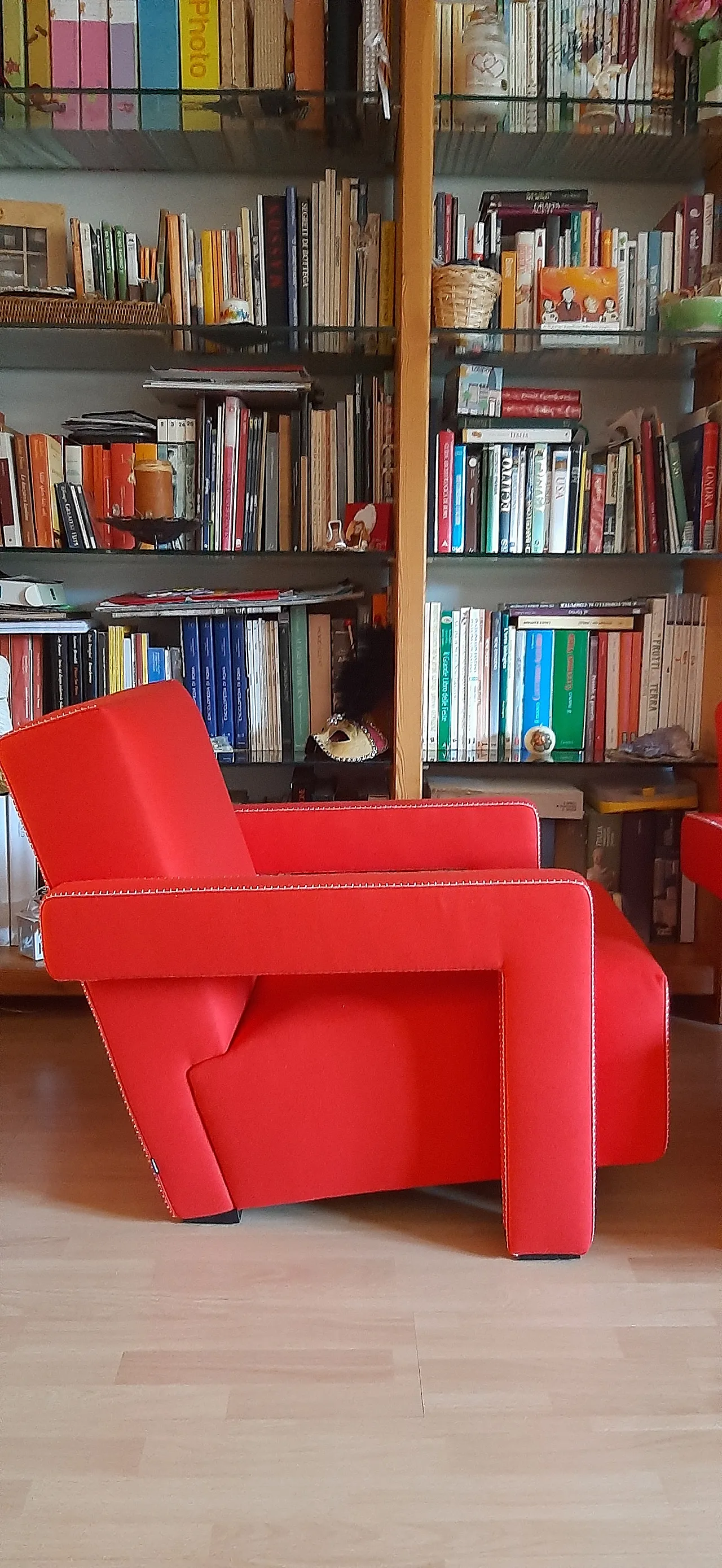 Cassina 637 Utrecht armchair in red wool, 2000 6