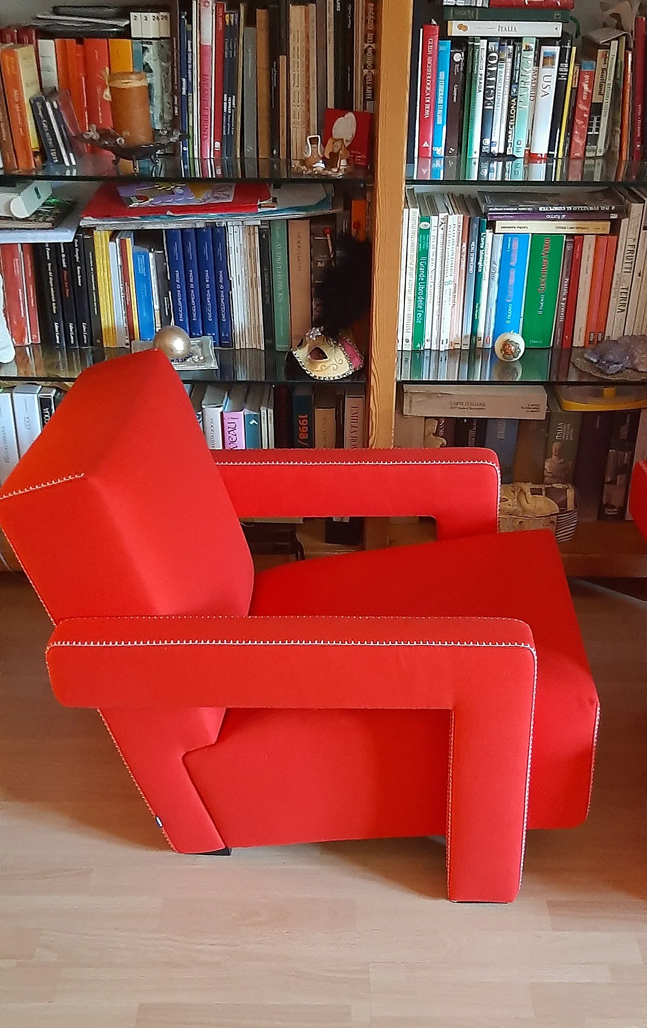 Cassina 637 Utrecht armchair in red wool, 2000 7