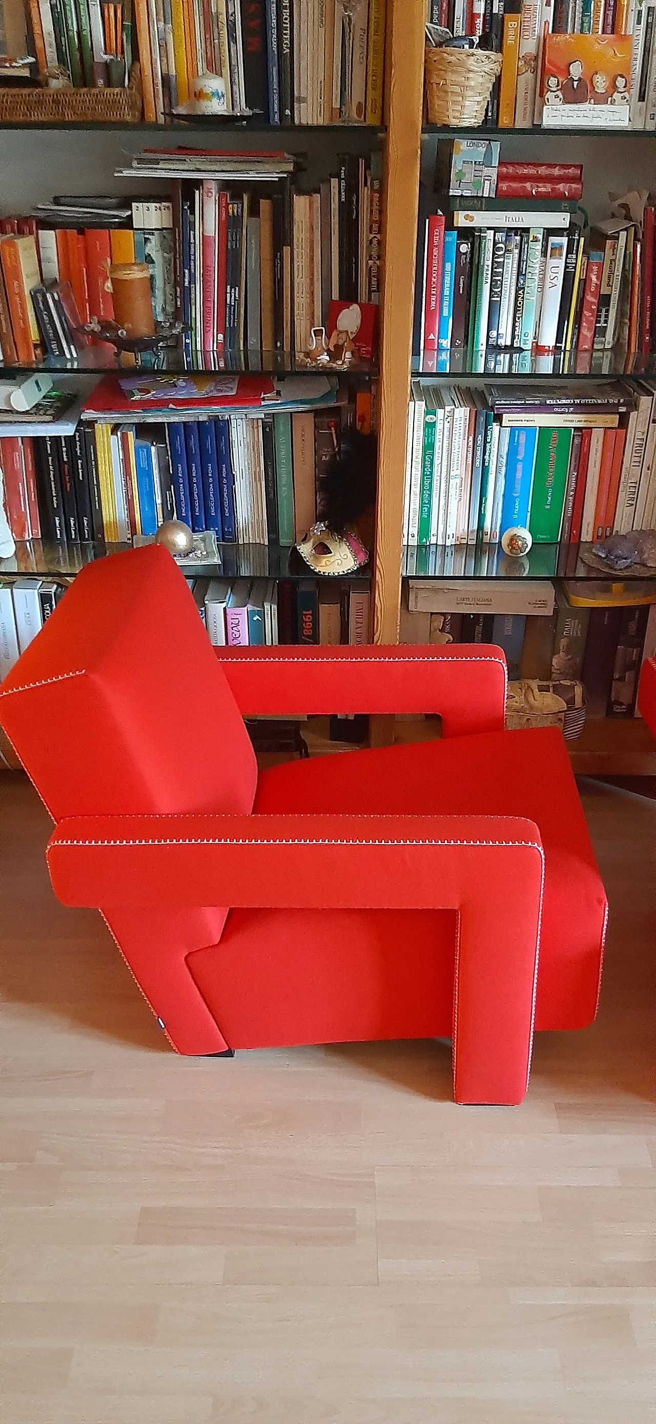 Cassina 637 Utrecht armchair in red wool, 2000 8