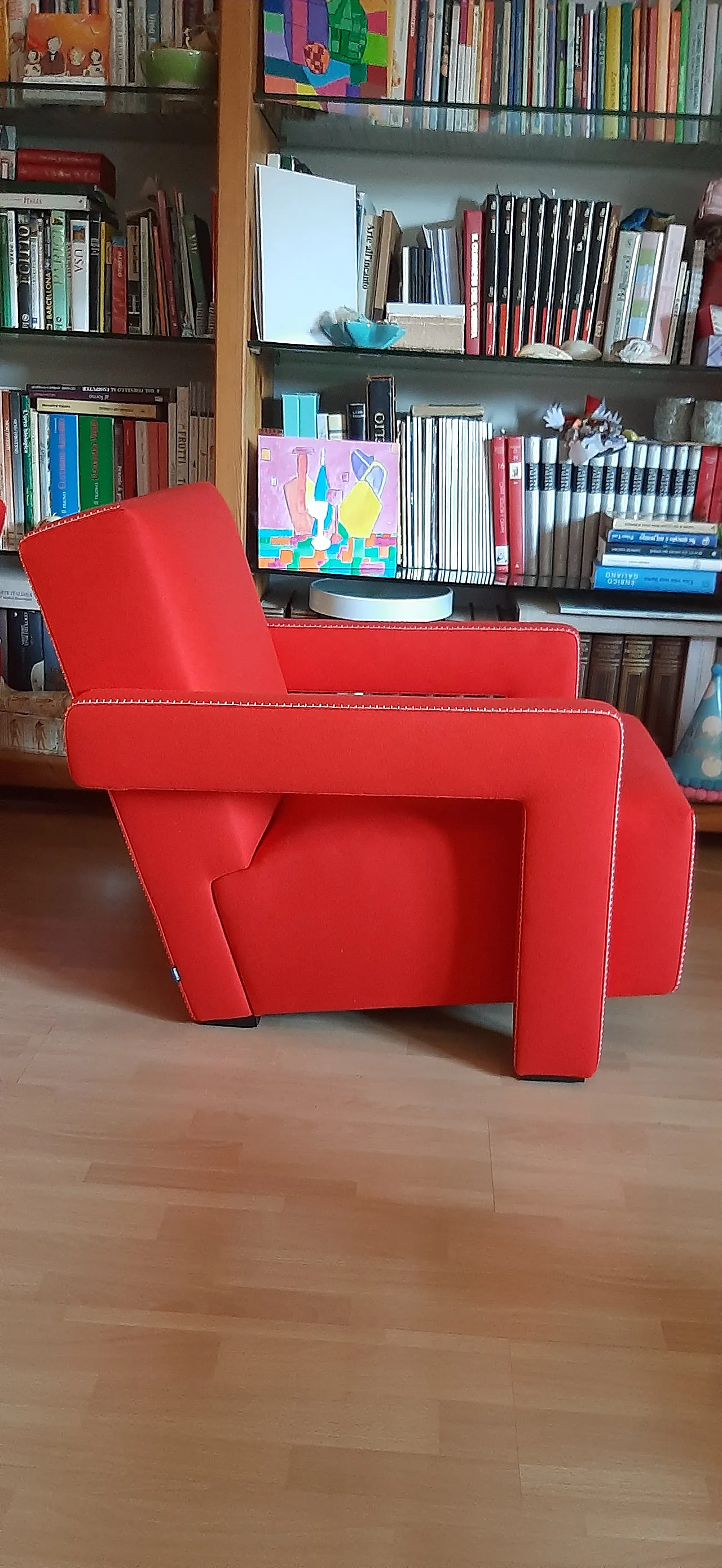 Cassina 637 Utrecht armchair in red wool, 2000 9