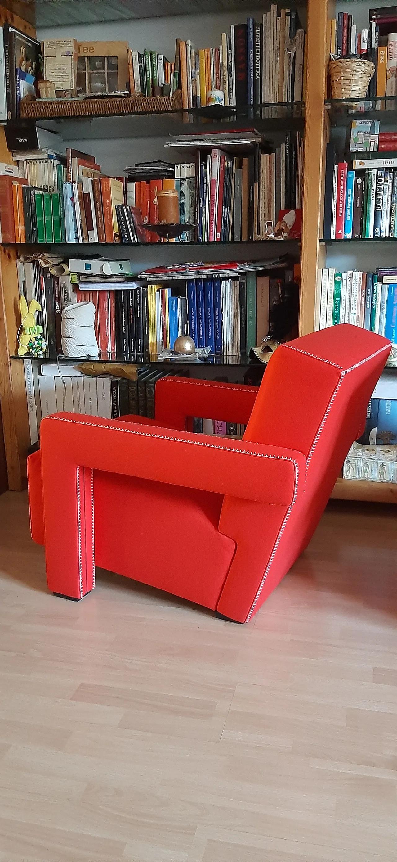 Cassina 637 Utrecht armchair in red wool, 2000 10