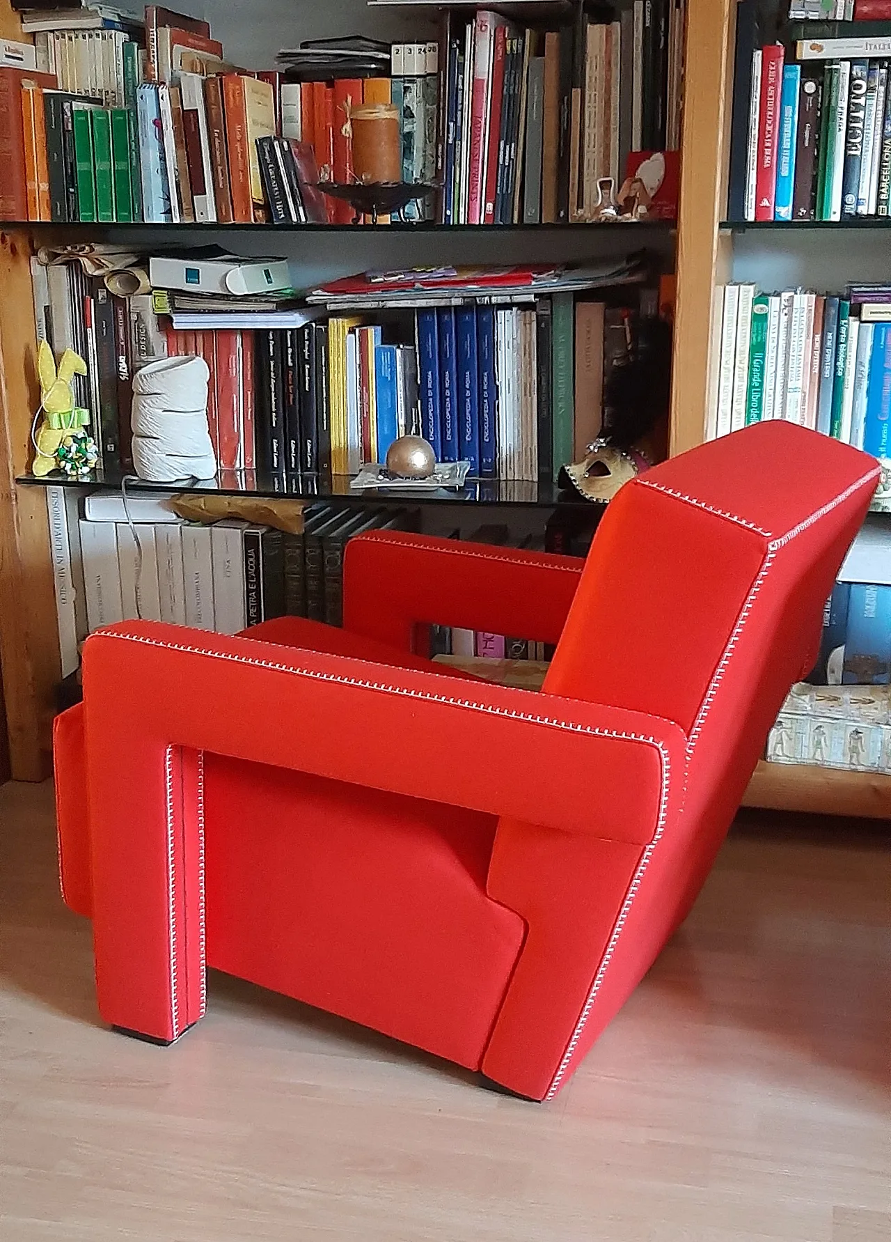 Cassina 637 Utrecht armchair in red wool, 2000 11