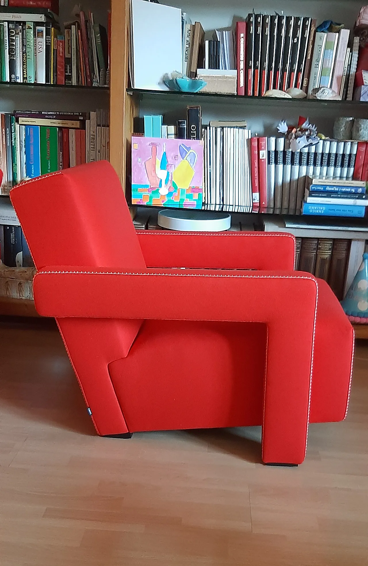 Cassina 637 Utrecht armchair in red wool, 2000 12