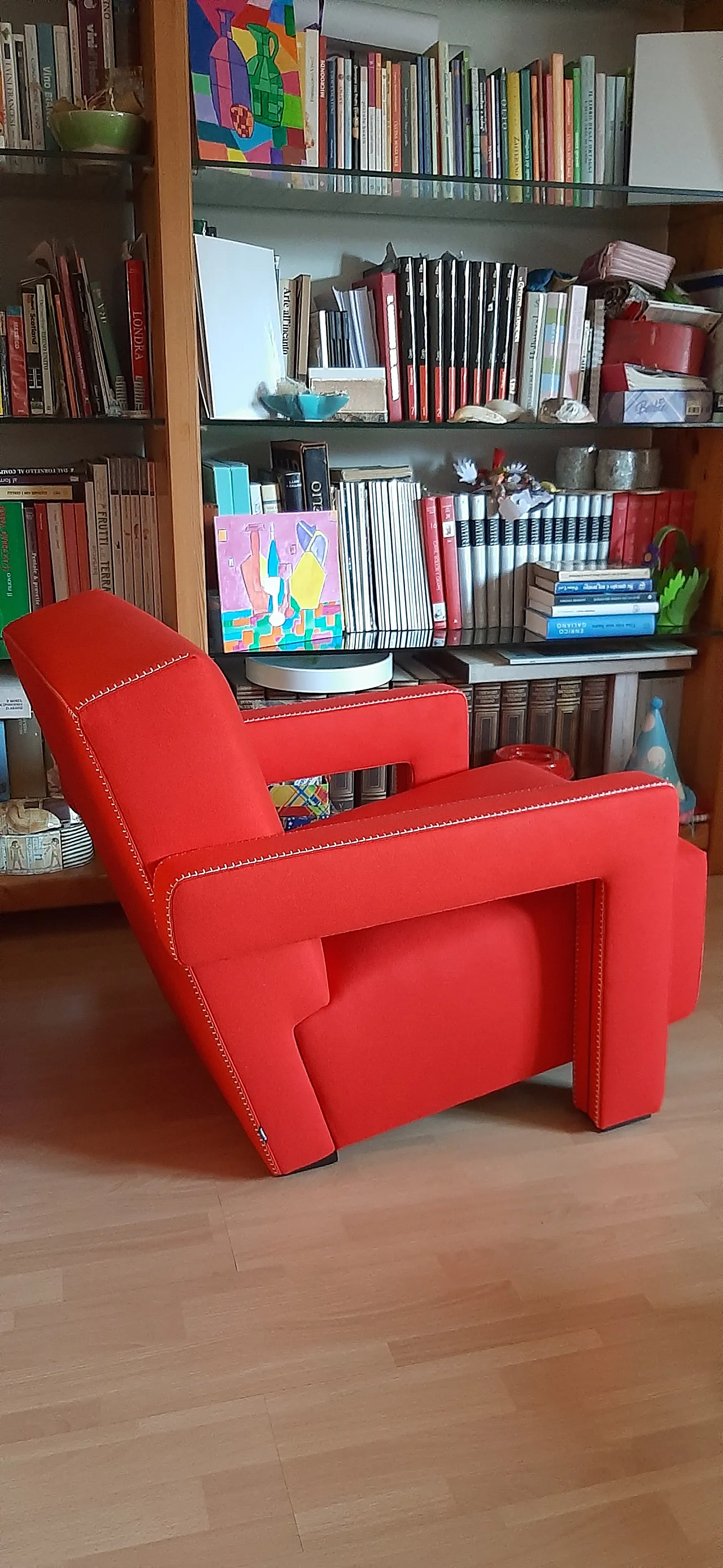 Cassina 637 Utrecht armchair in red wool, 2000 13