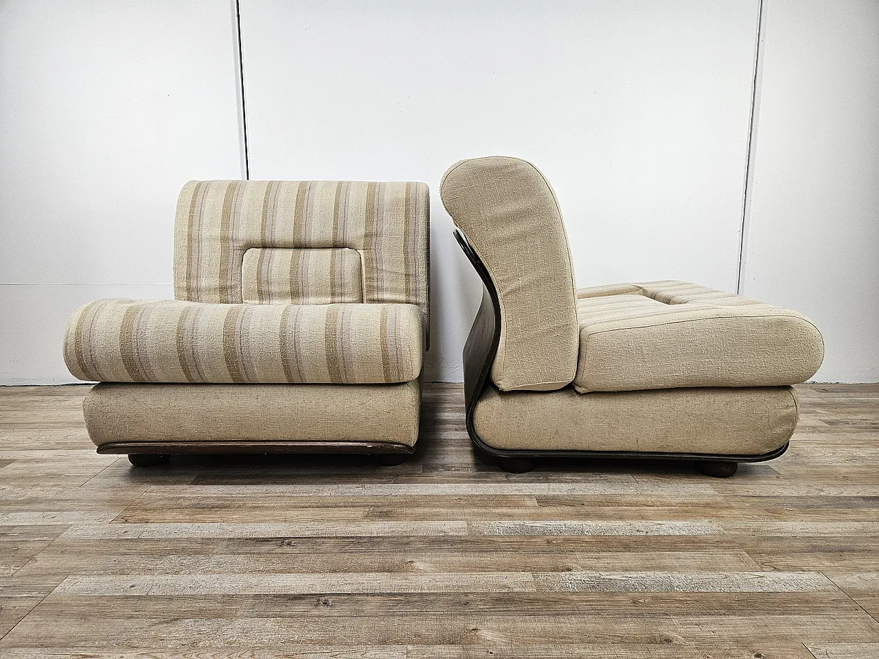 Armchairs Mid Century in wood, 1970s 2