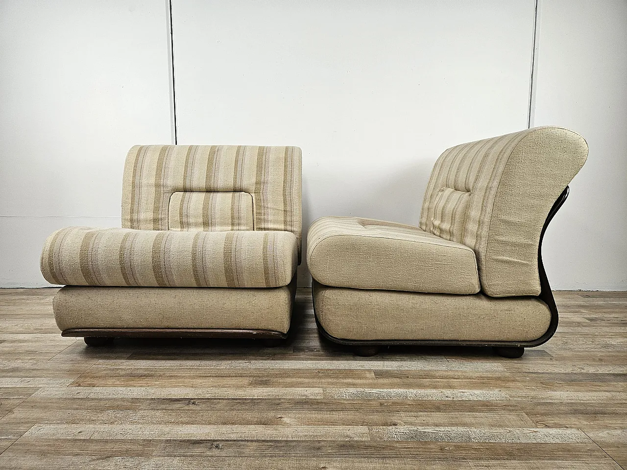 Armchairs Mid Century in wood, 1970s 4