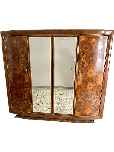 Mirrored Art Deco wardrobe with bronze handles, 1940s