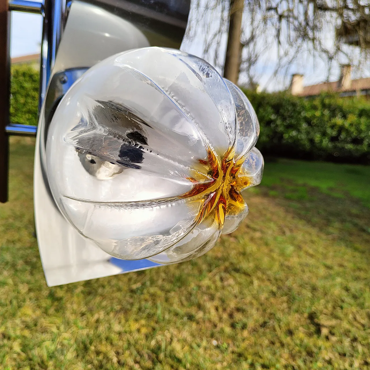 Space age chandelier in steel e Murano glass by Mazzega, 1970 10