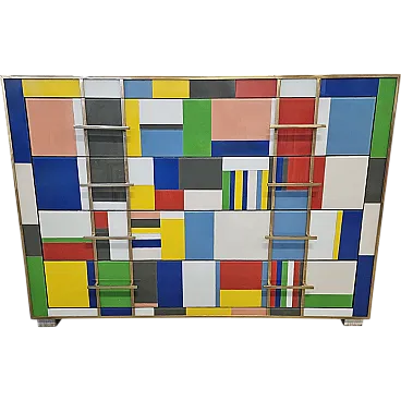 Desclio 4 drawers in colored glass, 90s