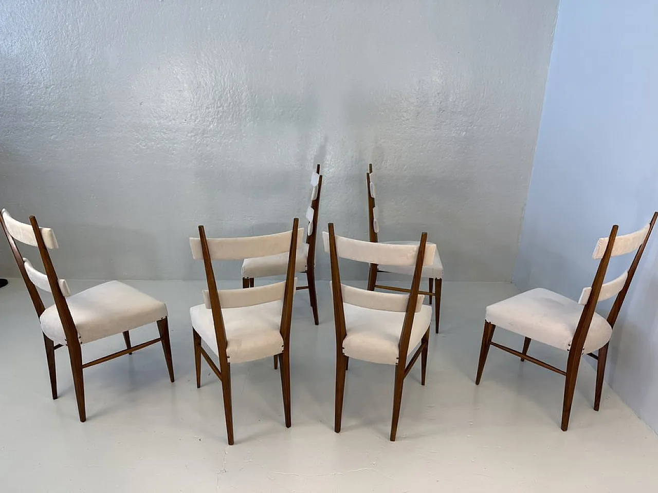 Design Chairs in Wood and Fabric attributed to Giò Ponti, 1950s, Set of 6 9