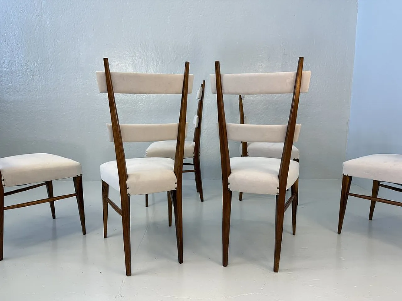 Design Chairs in Wood and Fabric attributed to Giò Ponti, 1950s, Set of 6 10